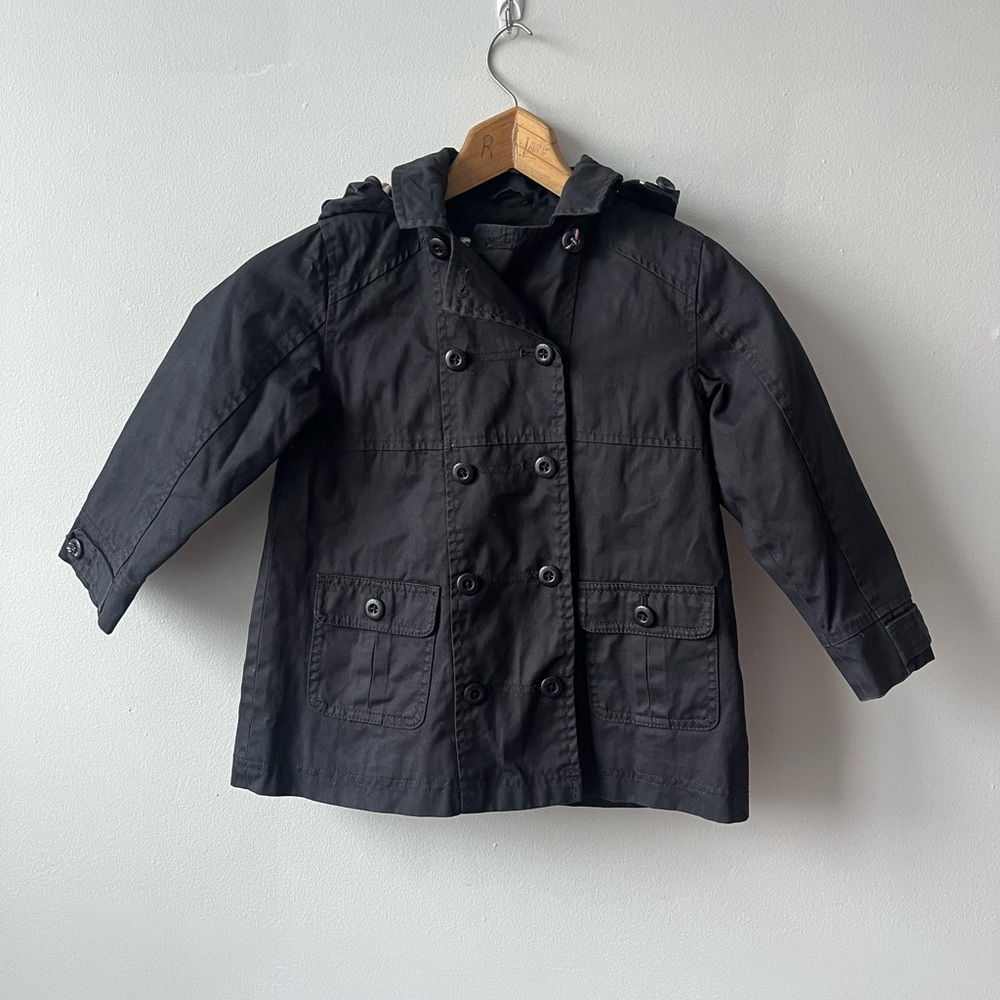 Jacadi Navy Blue Double-Breasted Pea Coat with Hood